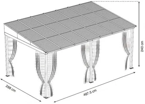 Sojag Aluminium terrasoverkapping Portland 288x488x240cm- antraciet