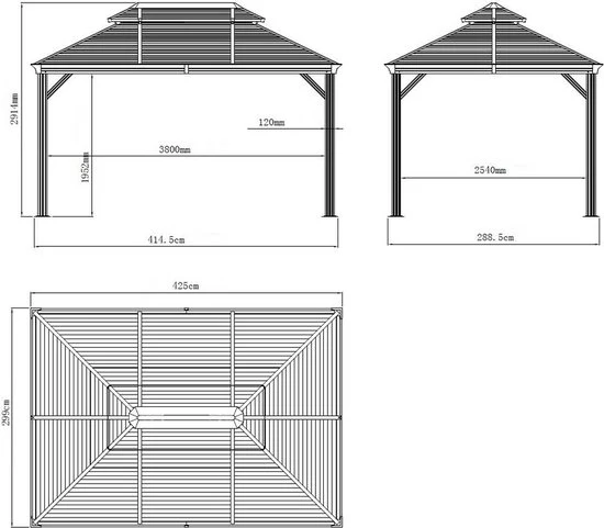 Sojag Paviljoen Mykonos 1014 - Pergola SJ04510 - 299x425x291 cm