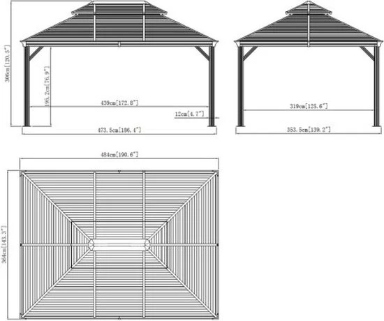 Sojag Paviljoen Mykonos 1216- Pergola SJ07510 - 484x364x306 cm