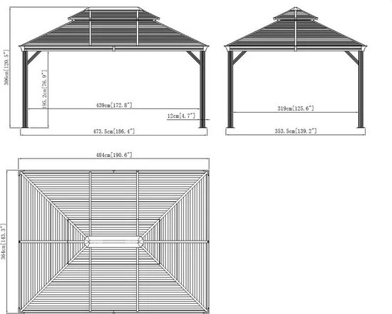 Sojag Paviljoen Mykonos 1216- Pergola SJ07510 - 484x364x306 cm