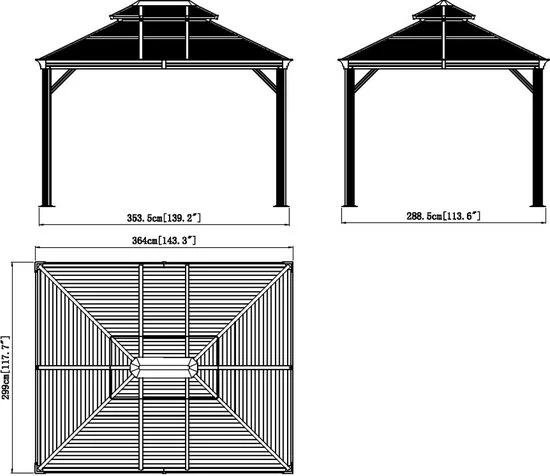 Sojag Paviljoen Mykonos SJ03500 - Pergola met klamboe - 299x364x291 cm