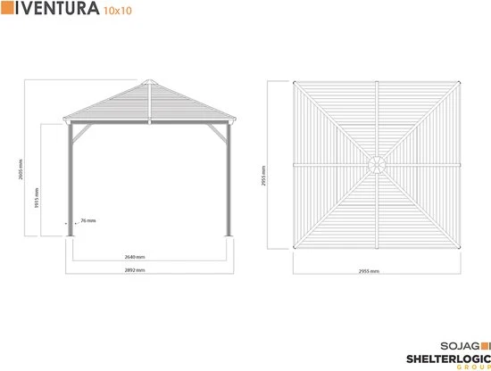 Sojag - SJ02200 - Paviljoen - Pergola - Partytent - 261 x 296 x 296 cm