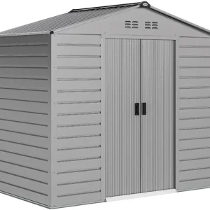 Tuinhuis van Weerbestendig Metaal - afsluitbare schuifdeur 213x131x192 cm - grijs
