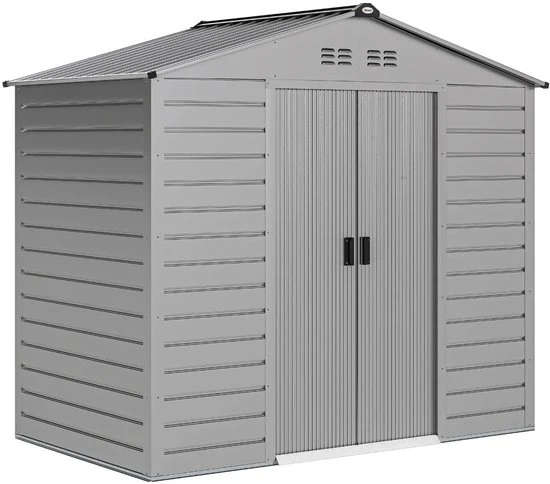 Tuinhuis van Weerbestendig Metaal - afsluitbare schuifdeur 213x131x192 cm - grijs