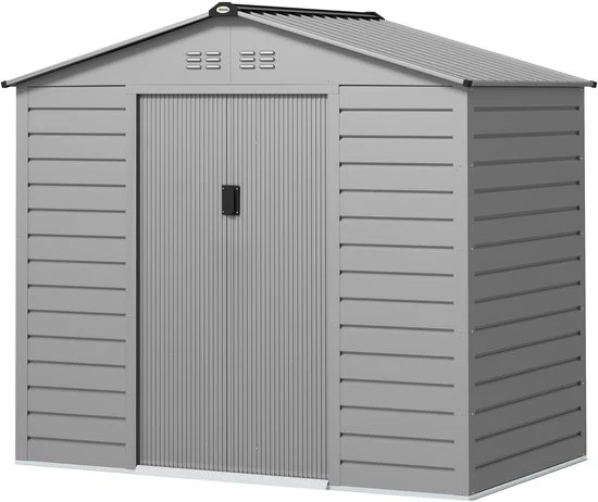 Tuinhuis van Weerbestendig Metaal - afsluitbare schuifdeur 213x131x192 cm - grijs