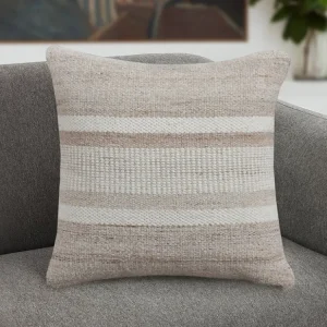 Set van 2 kussens van 100% wol, handgemaakt - 50 x 50 cm - Ivoorwit en lichtbruin - EMMA