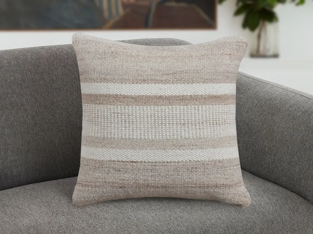 Set van 2 kussens van 100% wol, handgemaakt - 50 x 50 cm - Ivoorwit en lichtbruin - EMMA
