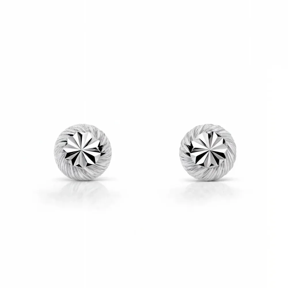 18ct White Gold Ball 4 mm uitgesneden Earrings