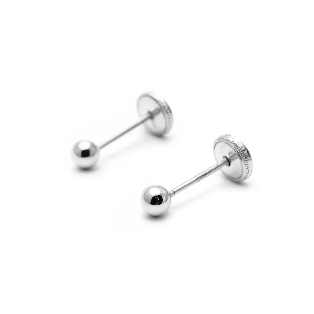 18ct White Gouden Ball 3 mm Earrings shine