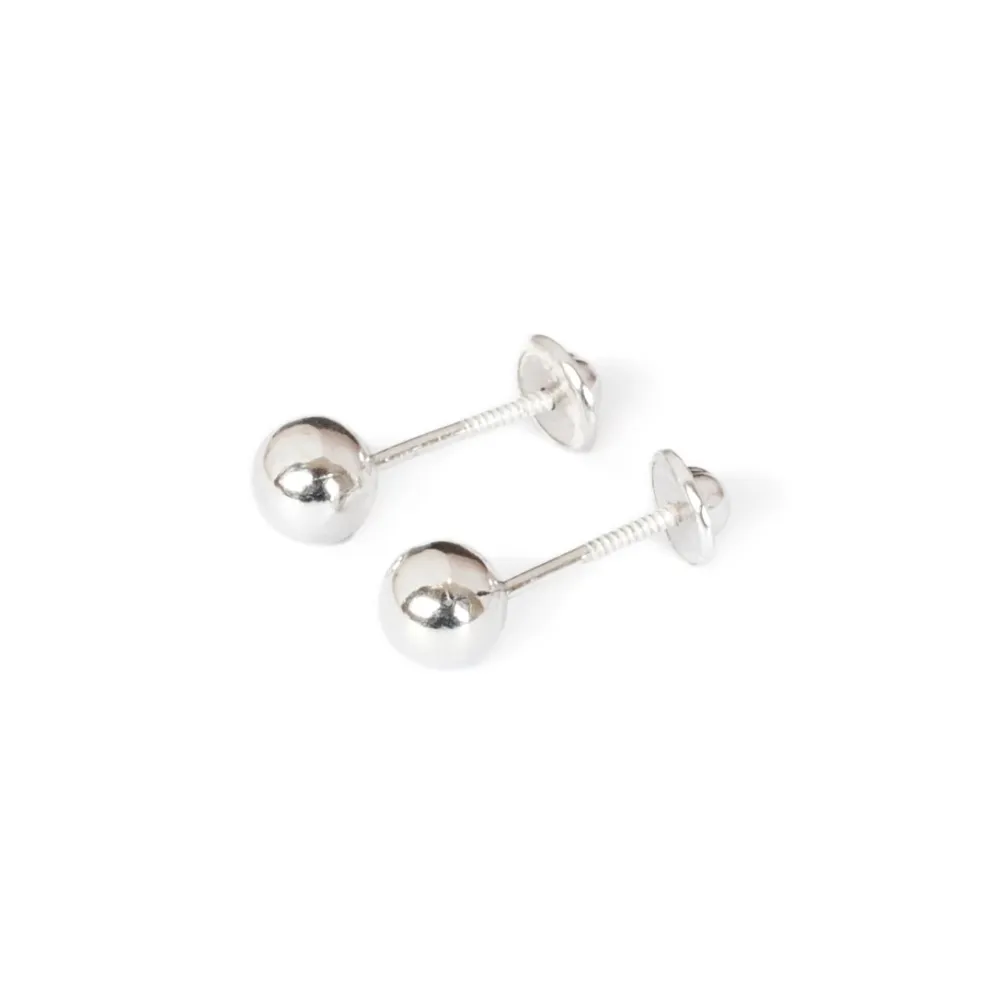 9ct White Gold Ball 5 mm Earrings shine