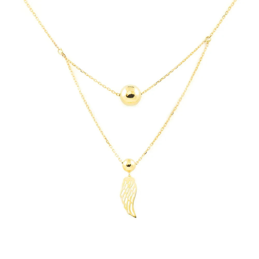 9ct Yellow Verguld Balls and Wing Necklace 42 cm