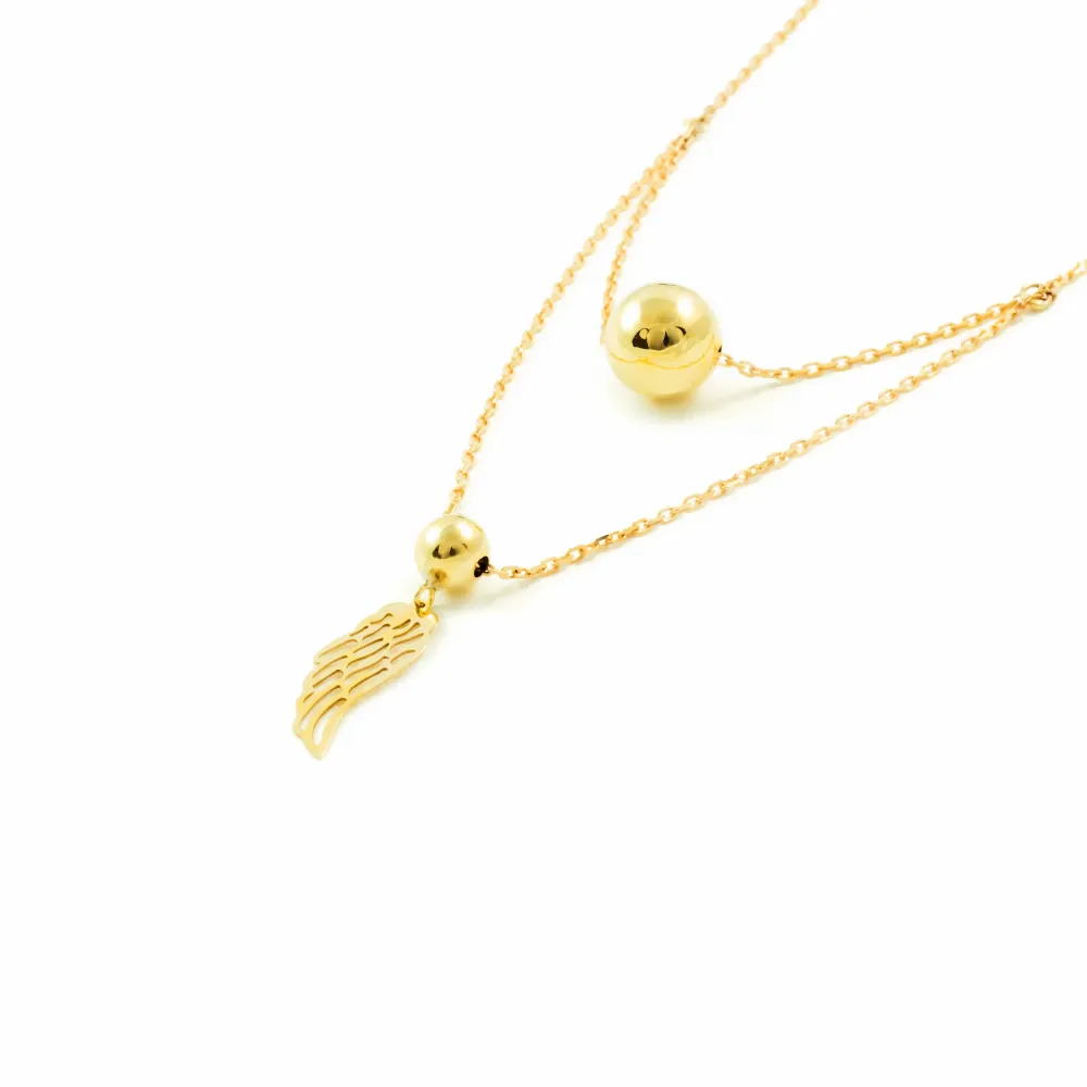 9ct Yellow Verguld Balls and Wing Necklace 42 cm