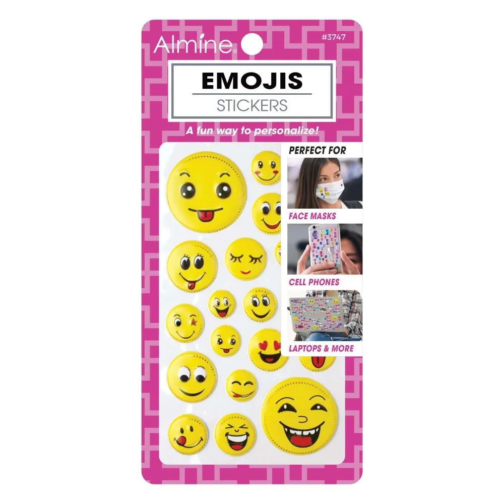 Almine Mask Sticker w Emojis, Assorted Multicolored
