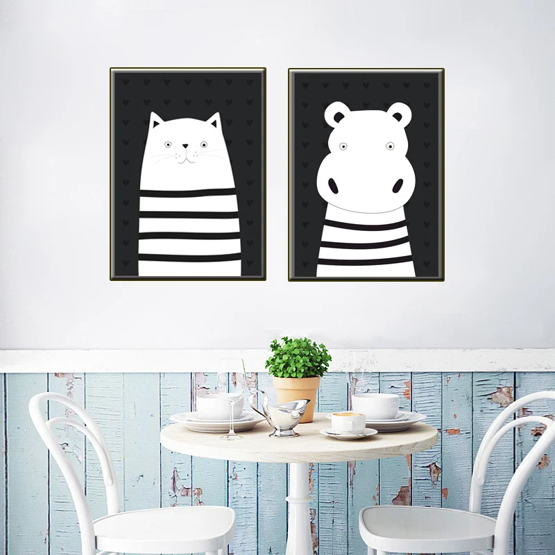 Animal Wall Art Decor Clean Decorative Dining Room Canvas White, Multiple Size Available White