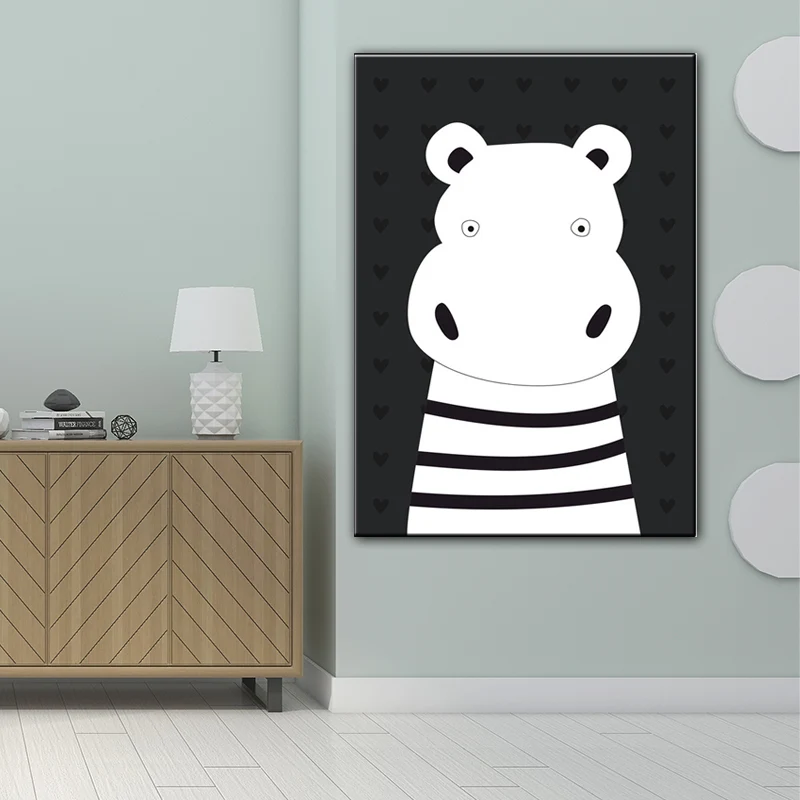 Animal Wall Art Decor Minimalist Decorative Dining Room Canvas Wit, Multiple Size Available White