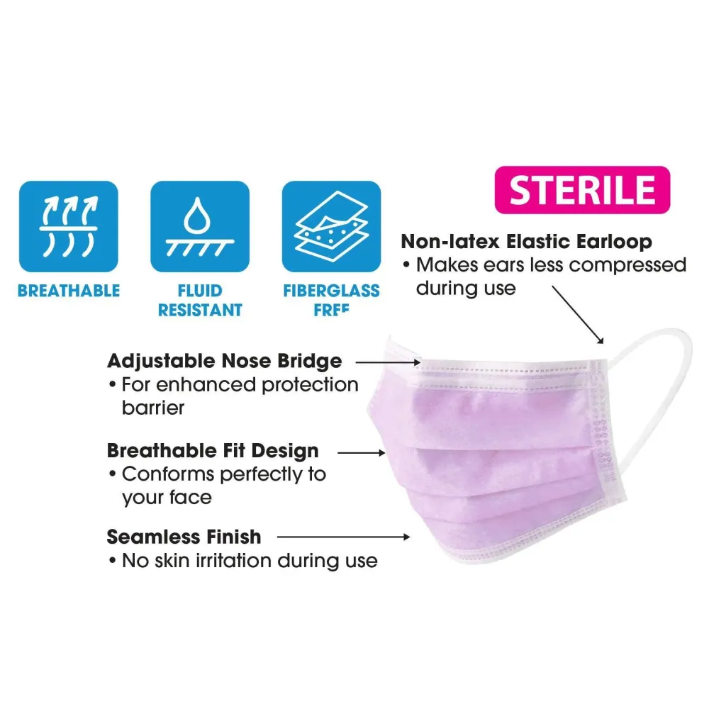 Annie Sterile Face Mask One Size 10ct Lilac