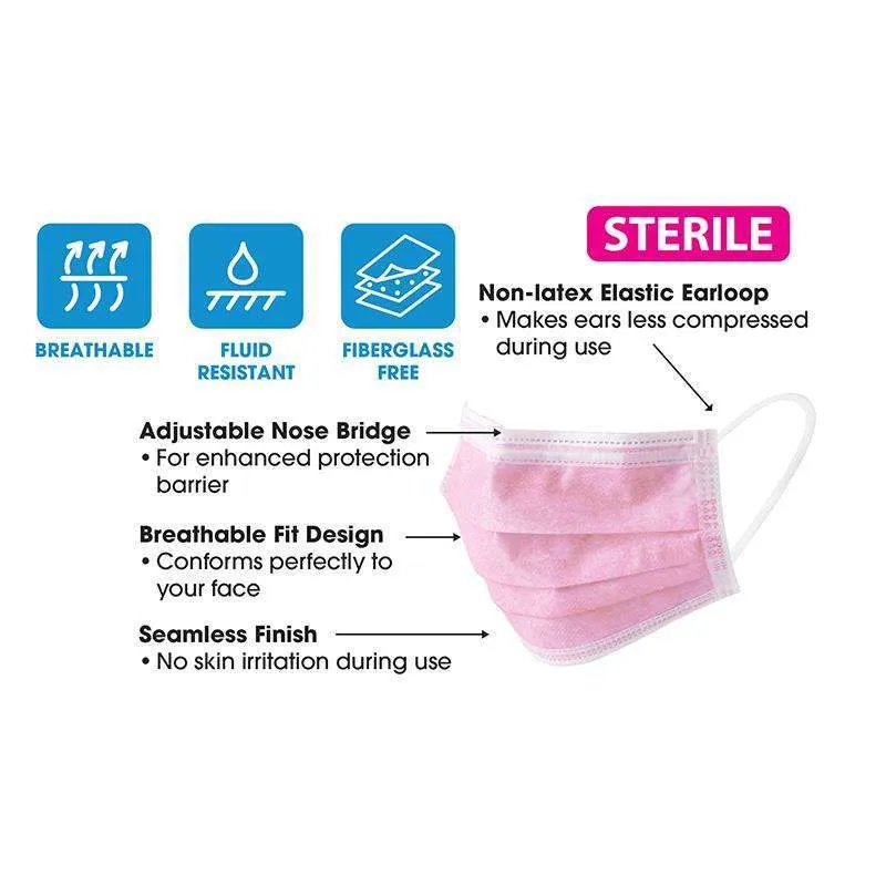 Annie Sterile Face Mask One Size 10ct Light Fuchsia