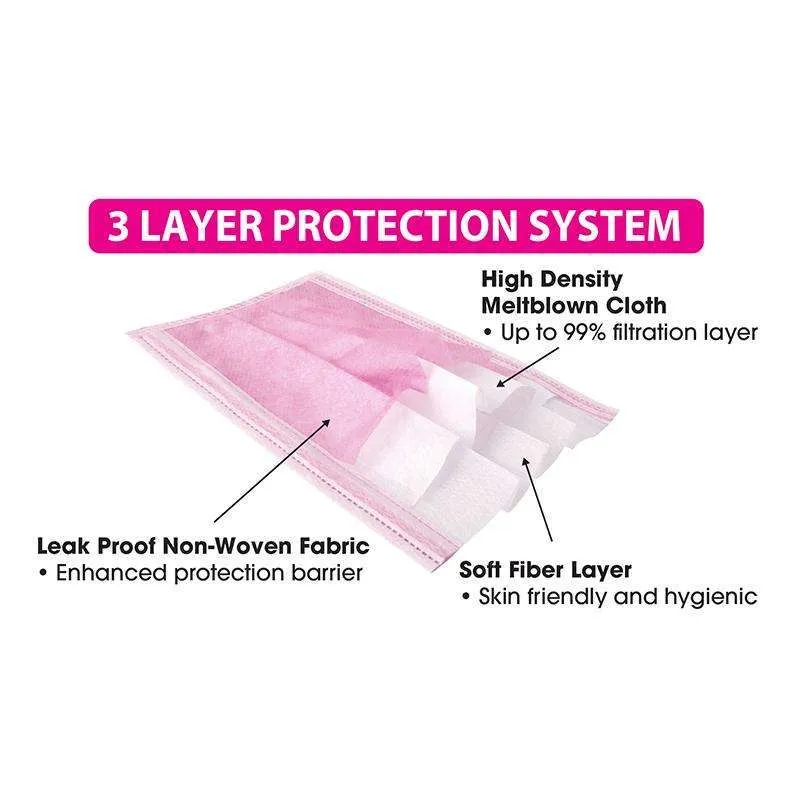 Annie Sterile Face Mask One Size 10ct Light Fuchsia