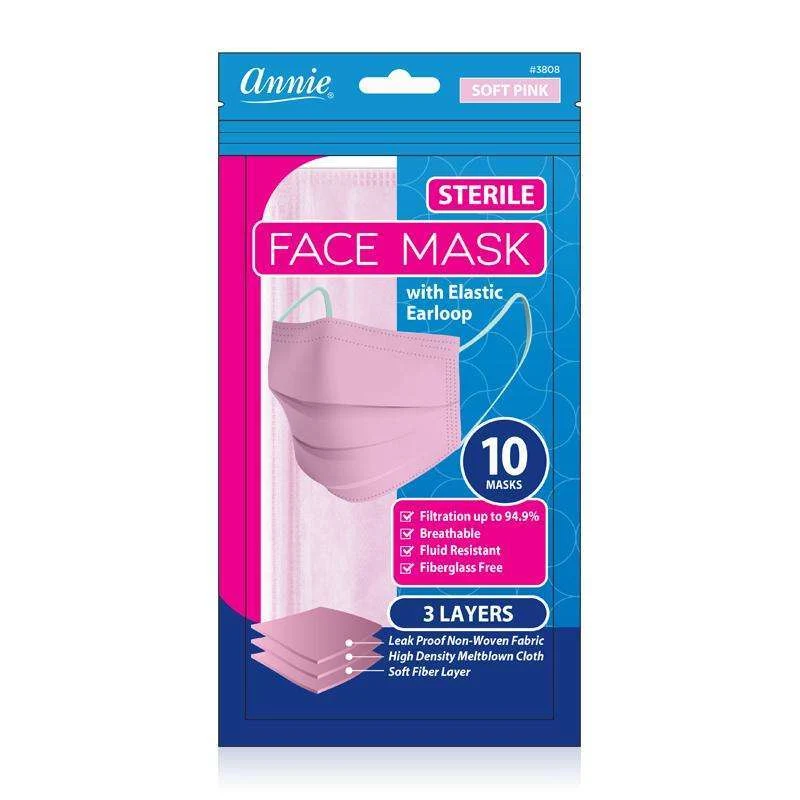 Annie Sterile Face Mask One Size 10ct Light Fuchsia