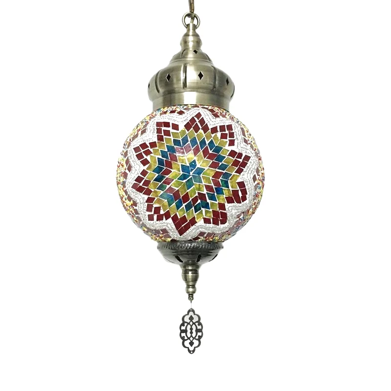 Antique Ball Hanging Light Levendig Glass 1/6 Bulbs Suspension Light Living Room Copper