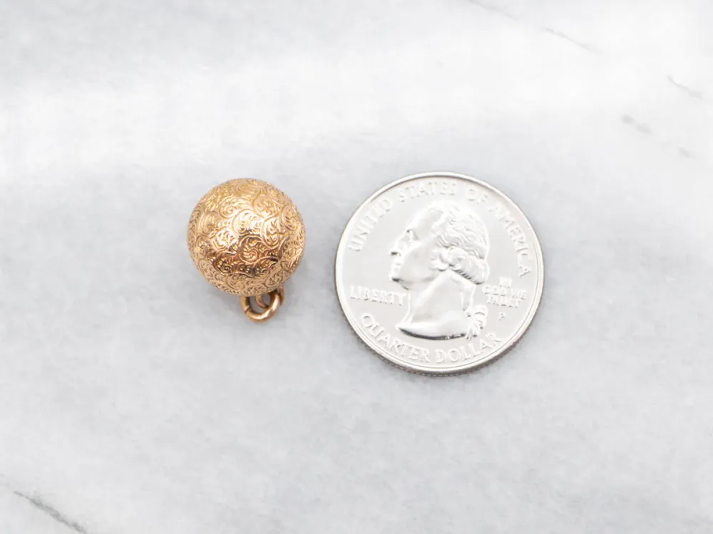 Antique Engraved Goud Ball Fob Pendant
