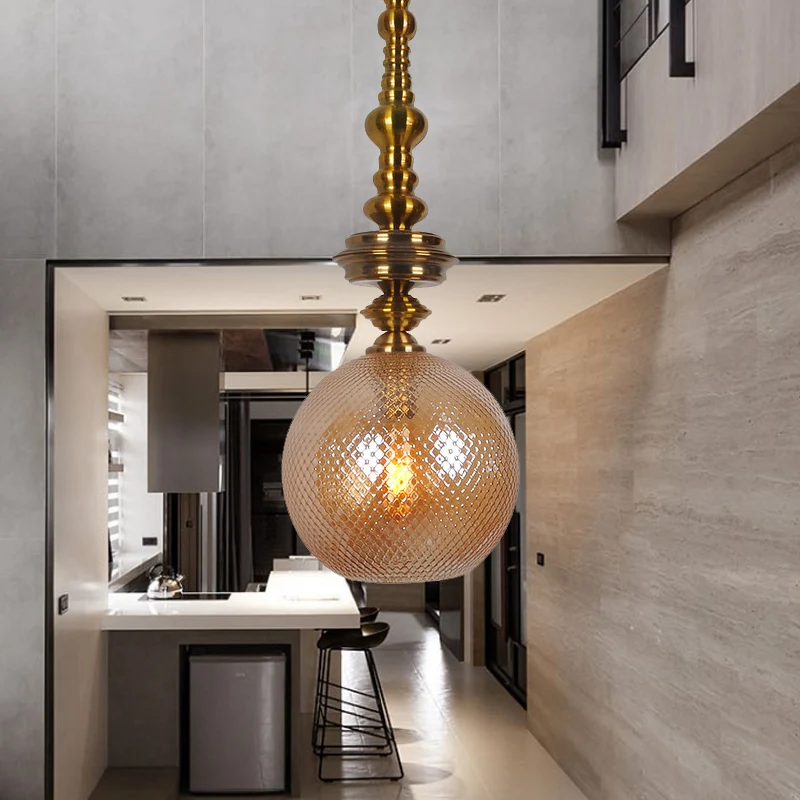 Ball Ceiling Pendant Traditional Amber/Smoke Glaswerk 1 Bulb Hanging Light Fixture Hallway Amber