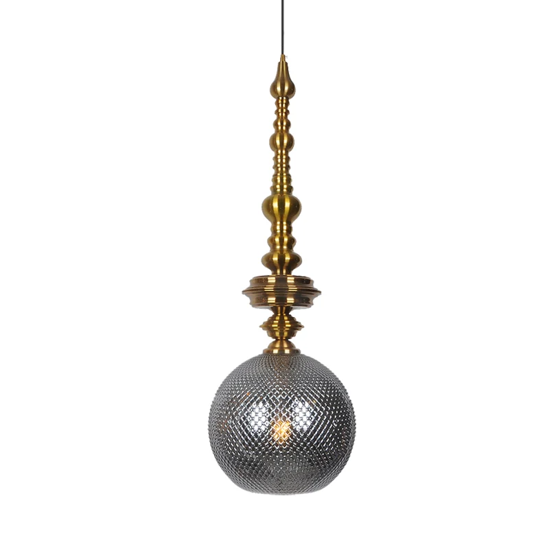 Ball Ceiling Pendant Traditional Amber/Smoke Glazen 1 Bulb Hanging Light Fixture Hallway Amber