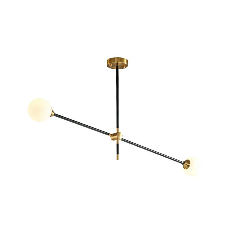 Ball Glazen Suspension Light Minimalism Black-Brass LED Chandelier Adjustable Arm Amber