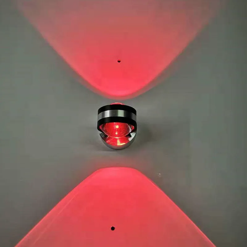 Ball Mini Wall Mount Lamp Minimalist Crystal LED Sconce Chroom Bedroom, Blue/Purple/Red Light Chrome