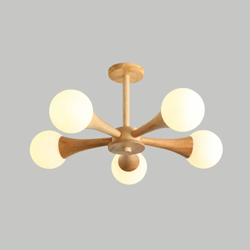 Ball Pendant Lighting Fixture Simplicity Opal Glazen Dining Room Ceiling Suspension Lamp Wood