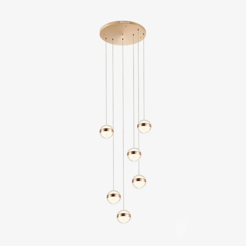 Ball Shade LED Multi-plafondlamp Kristallen trapophangingverlichting goud