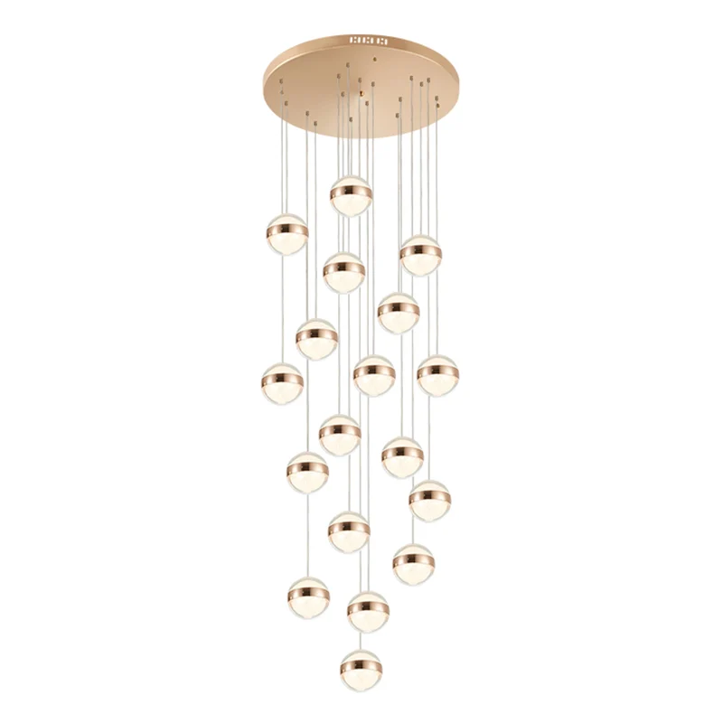 Ball Shade LED Multi-plafondlamp Kristallen trapophangingverlichting goud