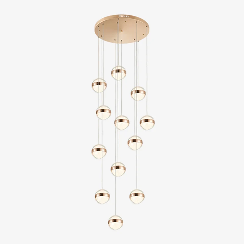 Ball Shade LED Multi-plafondlamp Kristallen trapophangingverlichting goud