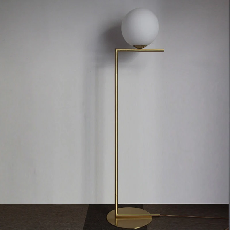 Ball Woonkamer Vloerverlichting Opaalglas 1-lichts eigentijdse staande lamp goud