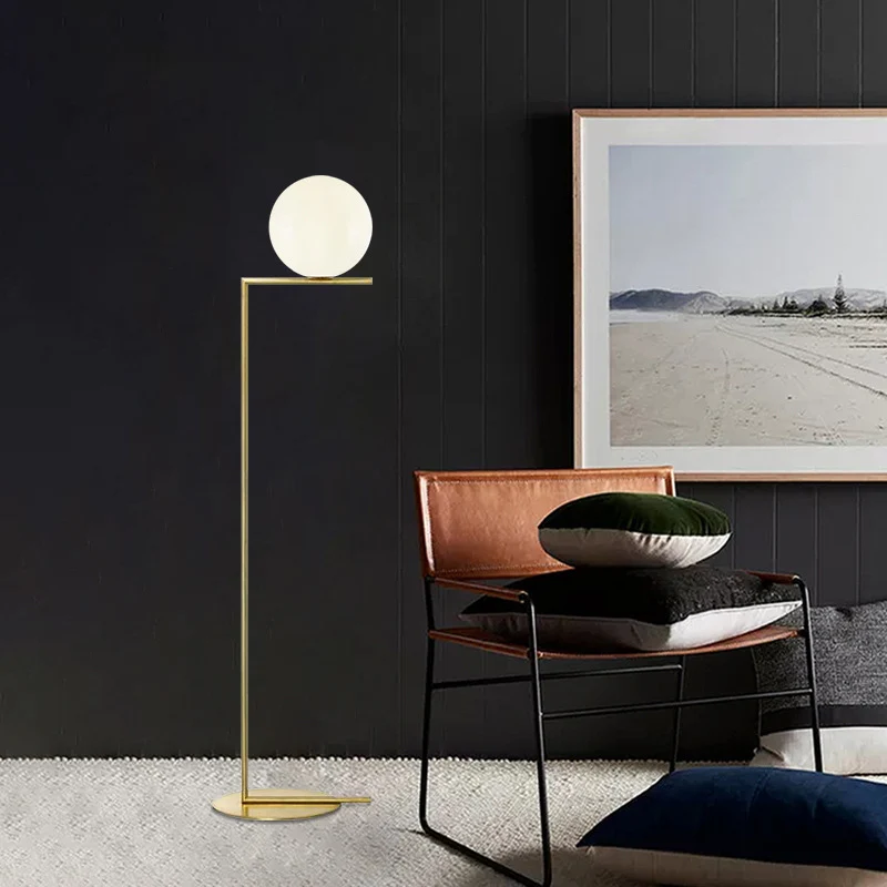 Ball Woonkamer Vloerverlichting Opaalglas 1-lichts eigentijdse staande lamp goud