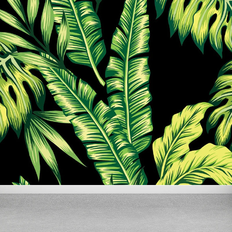 Bladeren patroon muurschildering sticker tropische decoratieve keuken wandbekleding, op maat gefabriceerd