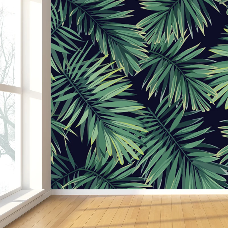 Bladeren patroon muurschildering sticker tropische decoratieve keuken wandbekleding, op maat gefabriceerd