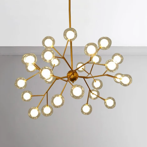 Branching Chandelier Light Clear Glass Ball Shade Contemporain Style 9/27 Bulbs Black/White Ceiling Light Fixture Black