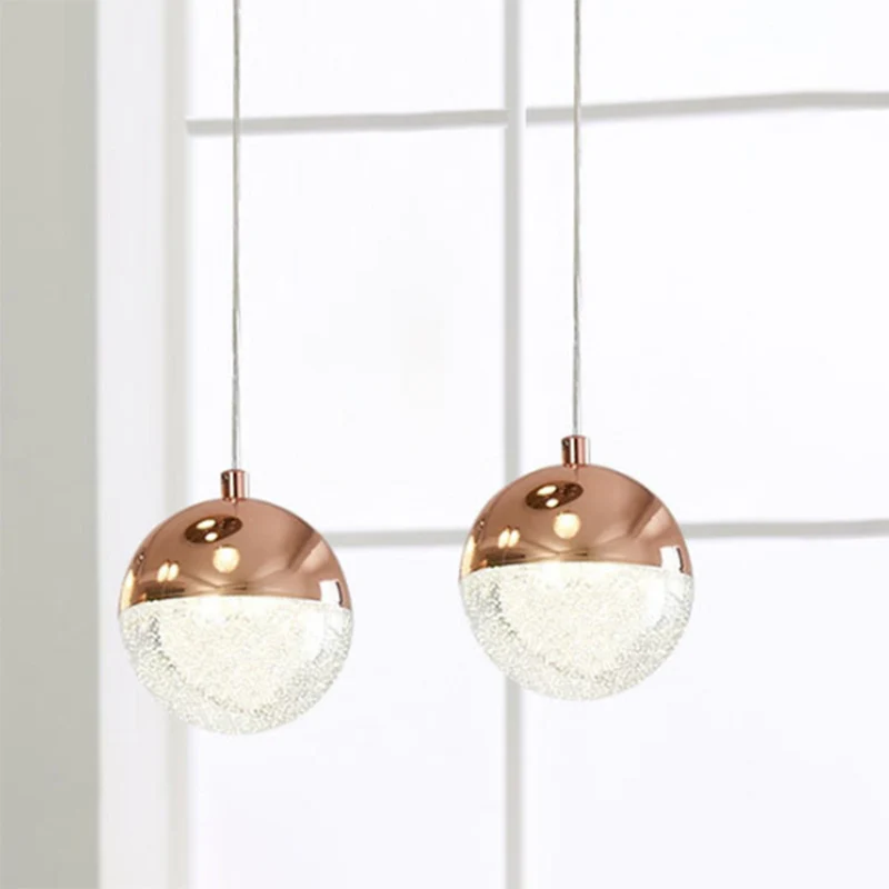 Chrome/Gold LED Ball Pendant Light Modernism Crystal Suspended Lighting Fixture Dining Room Gold