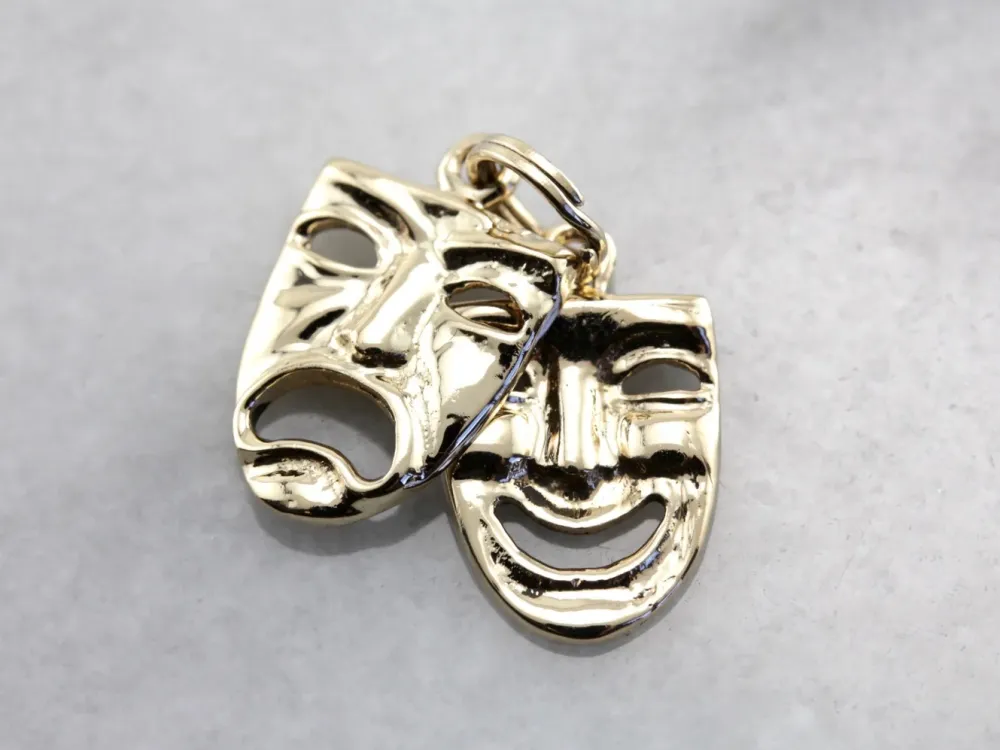Comedy and Tragedy Masks Charm, Gouden Drama Masks
