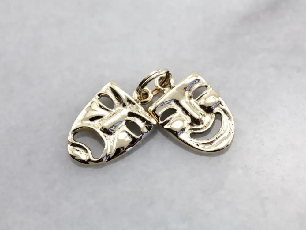 Comedy and Tragedy Masks Charm, Gouden Drama Masks