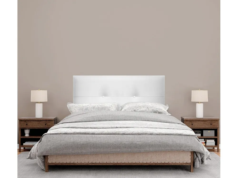 DHOME Kunstlederen hoofdeinde met knopen 90x50cm Bedden 80/90 - Wit