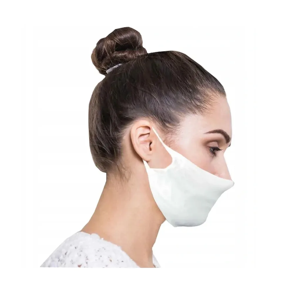 Dubbellaags pluisvrij materiaal masker wit van hoge kwaliteit
