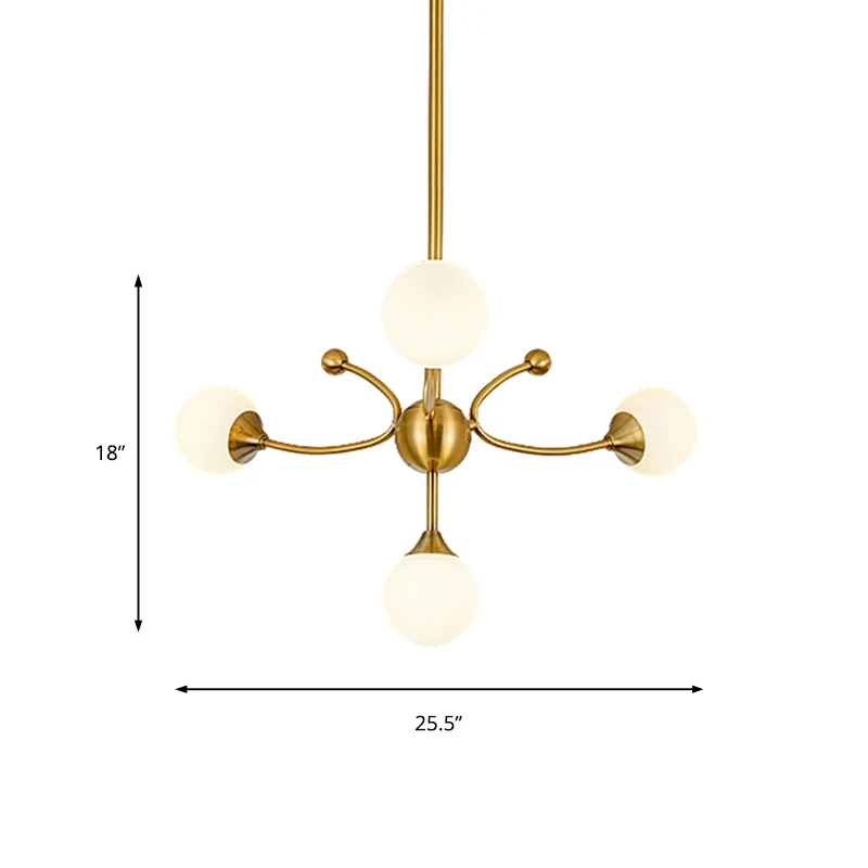 Elegant Style Ball Shade Chandelier Van metaal Multi-Head Gold Pendant Light Dining Table Hotel Gold