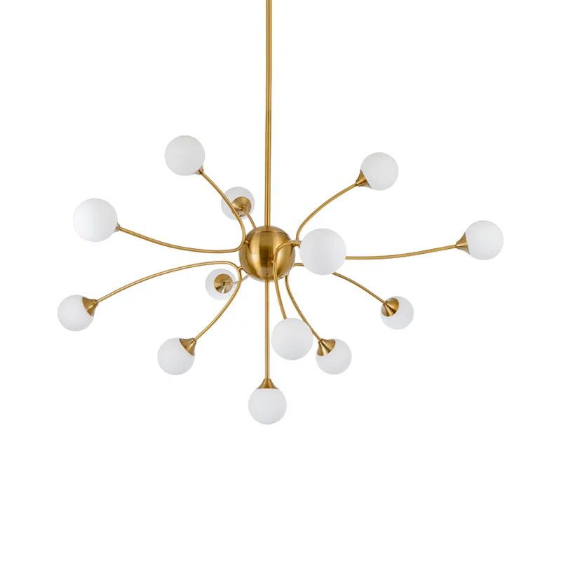 Elegant Style Ball Shade Chandelier Van metaal Multi-Head Gold Pendant Light Dining Table Hotel Gold