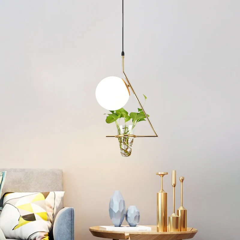 Farmhouse Ball Suspension Hanger 1 Kop Melkglas Hanglamp zwart/grijs/goud met plantenbeker