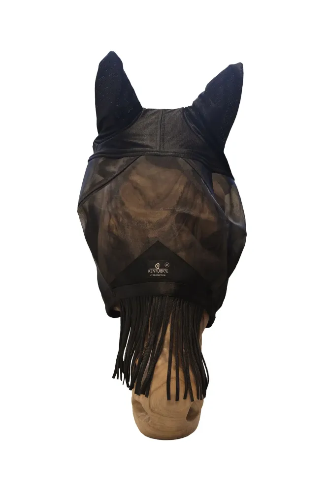 Fly mask classic ears & nose tassels Zwart F