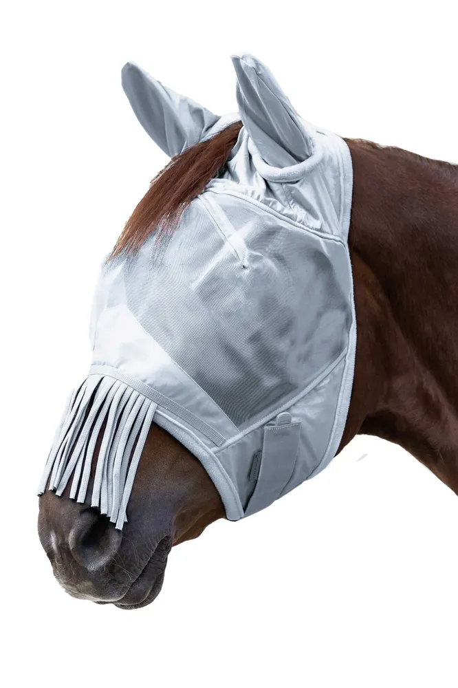Fly Mask Ears and Nose Fringes Platinagrijs Grey P