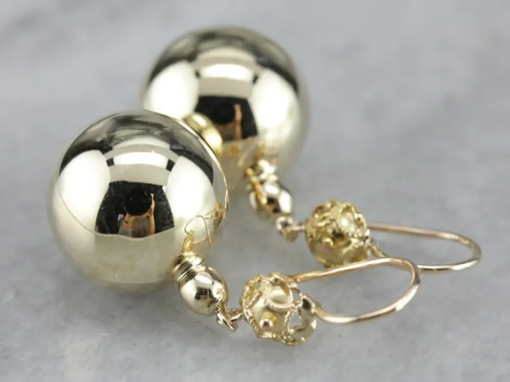 Geel Gold Ball Drop Earrings