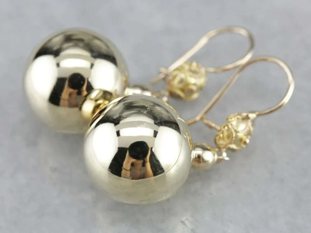 Geel Gold Ball Drop Earrings